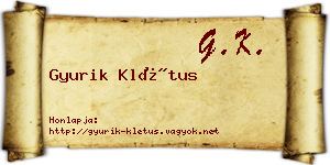 Gyurik Klétus névjegykártya